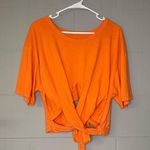 Aerie NWT  Cropped Wrapback T-Shirt in Orange Women’s Size XL Tie-Back Shirt Photo 2