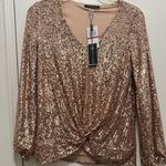 Cable and Gauge  rose gold sequin sparkle knot tie top size XS Photo 0