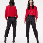 Aritzia Wilfred • Tie-Front Pant Jallade grey wool stripe belted cropped taper Photo 8