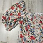 ASTR the Label Revolve Hook & Eye Square Neck Top Linen Blend Red Multi Floral S Photo 4