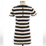 J.Crew  Navy & Cream Stripe Faux Leather Pockets Dress Short Sleeve Size XXS Photo 2