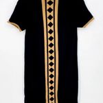 Rodier Black Geometric Short Sleeve Crewneck Wool Sweater Tunic Dress Size 40 Photo 6
