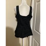 J. Crew Black Button Front Sleeveless Blouse 6 Square Neck Pleated Peplum Top Photo 4