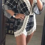 Illa Illa Black and White Lace Patterned Romper Photo 0