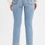 Levi's NWT Levi’s Wedgie Straight Blue Distressed Jean Raw Hem High Rise Size 12 Short Photo 1