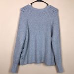 John + Jenn  Women’s Chunky Knit Lace-Up Sides Gray Split Neck Comfy Sweater Photo 5