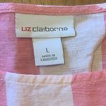 Liz Claiborne top Large Pink stripes Linen blend shirt elastic bottom hem airy Photo 1