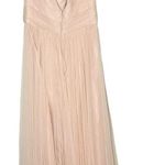 AMSALE Blush Pink Sweetheart Neckline Hourglass Chiffon Strap Maxi Dress Size 6 Photo 3
