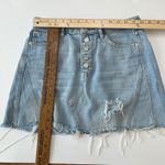 Free People We The Free Denim Mini Skirt Distressed Button Fly Light Wash Sz 27 Photo 6