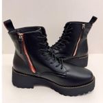 French Connection  Combat Boots Size 8.5 Black Lace Up Chunky Heel NEW‎ Photo 5