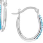 Giani Bernini Crystal Oval Hoop Earrings Sterling Silver Blue Crystal From  Photo 2