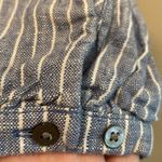 Garnet Hill Garnett Hill European Flax Linen Engineer Stripe Ruffle Blue White Dress 0 Photo 5