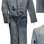 Akademiks AKDMKS Y2K Denim Patchwork Graffiti Coveralls Jumpsuit Flightsuit HipHop Belted Photo 0