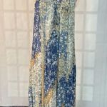 Free People Intimately Blue Lace Up Mixed Print Boho Chic Maxi Dress Size Medium Photo 3