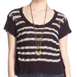 Free People  Black Cream StripedSweater Sz Small Photo 8
