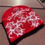 Beanie Red Tribal Cross Y2K Goth Punk Alt Streetwear Photo 1