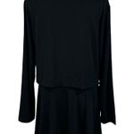 Betabrand XX-Large Pose Peplum Top Stretch Long Sleeve Surplice V-Neck Jet Black Photo 2
