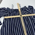 J.O.A. Top Womens‎ Small Blue White Off Shoulder Striped 100% Cotton Long Sleeve Photo 6