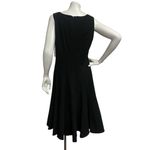 Calvin Klein  $89 Black Dress 12 Round Neck Fit Flare Pleated Knee Length Grunge Photo 4