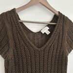 Loft Open Knit Short Sleeve Sweater Brown Size M Photo 1