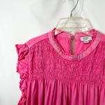 Crown & Ivy XXL Dress Pink Smocked Ruffle Cap Sleeve Shift Knee Preppy 1728 Photo 5