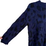 Kate Spade Leopard Print Mock Neck Fuzzy Alpaca Wool Sweater Navy Size Medium Blue Photo 8