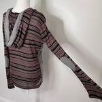 LA Made New  Striped Sweater Hoodie Lightweight Knit Elbow Patch Long Sleeve Photo 11