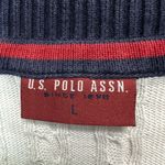 U.S. Polo Assn. Womens Off-White Cardigan Large Preppy Academia Crest Horse Girl Photo 2