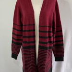 Fortune + Ivy New Striped Open Front Long Cardigan Red Black Size Small Photo 1