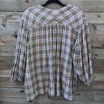 Mustard Seed  Tan and Cream Gingham Plaid Blouse Size S Photo 4