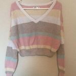 Hollister Cropped Striped V-Neck Sweater Photo 0