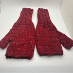 Handmade Red Knit Fingerless Gloves with Button Photo 3