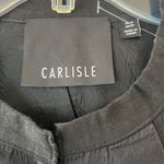 Carlisle  Couture Sz 12 Black Raw Silk Open Cropped Jacket Front Hook Long Sleeve Photo 1