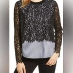 Vineyard Vines Cotton Solstice Stripe Black Lace Blouse Women’s Size S Small Photo 4