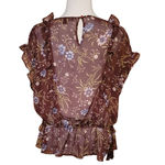 American Eagle Sheer Floral Top Fairy Core Ruffles Festival Summer Boho-M Photo 1