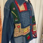 Teacher vintage patchwork denim jacket Apple math school bus Blue Photo 11