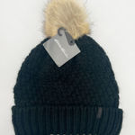Eddie Bauer NWT  Womens Cabin Faux Fur Pom‎ Pom Beanie Black Knit Winter Hat Photo 0