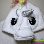 secret treasures Rainbow Unicorn Fleece One Piece Zip Up Hoodie Pajamas Large Costume Halloween Photo 2
