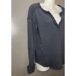 We The Free  Free People Shirt Womens Medium Black Henley Thermal Top Cotton Photo 1