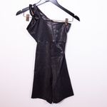 Solely Fit Metallic Croc Pattern Embossed One Shoulder Romper One Piece Black XS Photo 0