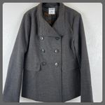 Old Navy  Women Double Breasted Wool Blend Pea Coat Jacket Gray M Medium Photo 0