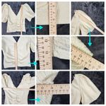 Free People  Cupcake Ruched Puff Sleeve V Neck Top Size XL Ivory Blouse Photo 6