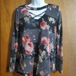 Maurice's  Floral cut out strappy neck tunic tee Photo 1