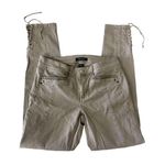 White House | Black Market  Skinny Leg Rhinestone Ankle Lace up Jeans Pants Photo 0