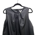 Calvin Klein  Pleated Faux Leather Sleeveless Top Black Women’s Size Medium Photo 5