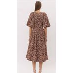 Sofie the Label Boho Cut Out Puff Sleeve Midi Dress in Brown Size Small Photo 2