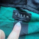 Risen Womens Frayed Hem Flannel Full Zip Hoodie Black/Green Streetwear Size Md Green Size M Photo 3