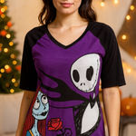 Disney Nightmare Before Christmas Jack & Sally Halloween Nightshirt XS Cozy Goth Photo 0
