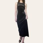 All that jazz 90s vintage black velvet mesh neckline prom formal dress Photo 2