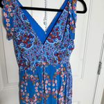 Sandro  Plunging V neck blue‎ floral Mason dress size 34 boho romantic high low Photo 3
